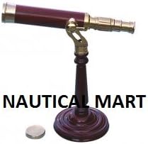 18" Brass Telescope Spotting with Wooden Stand Vintage Style Decor Telescope Nautical