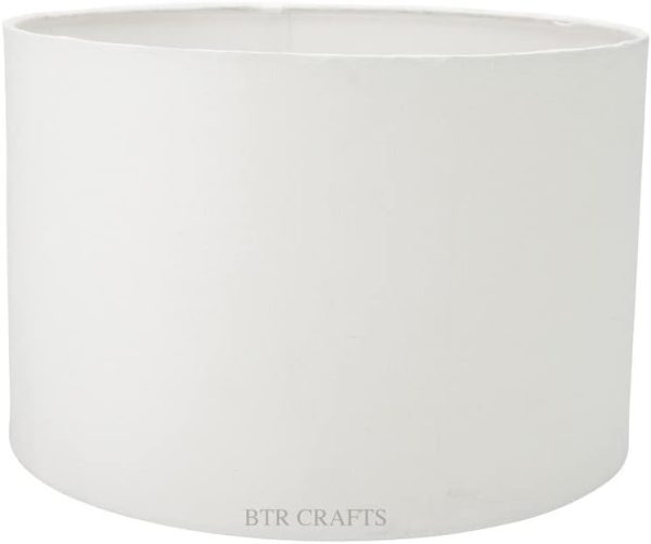 12" Inches Drum Lamp Shade, Cotton Fabric, White Color