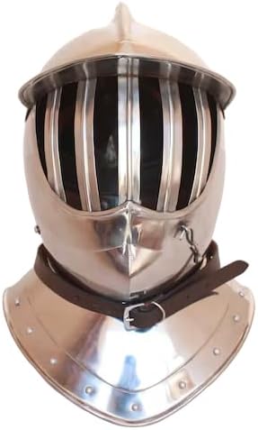 17th Century Burgonet Helmet Medieval Knight Closed Helm with Visor Armor LARP Costume