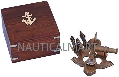 4" Scout's Antique Brass Sextant with Wood Box by Nauticalmart