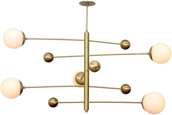 5 Light Globe Mid Century Brass Sputnik Chandelier Light Fixture