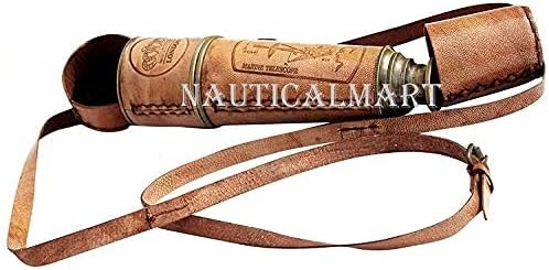 20'' Ship Captain Brass Telescope with Spy Glass & Leather Case