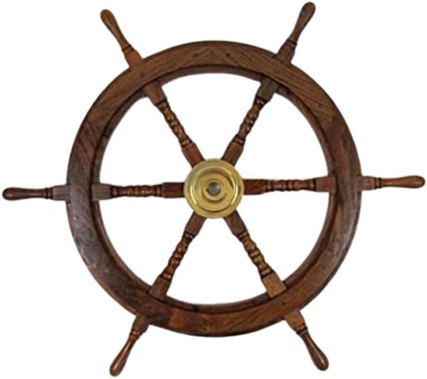 30" Nautical Wood Ships Wheel