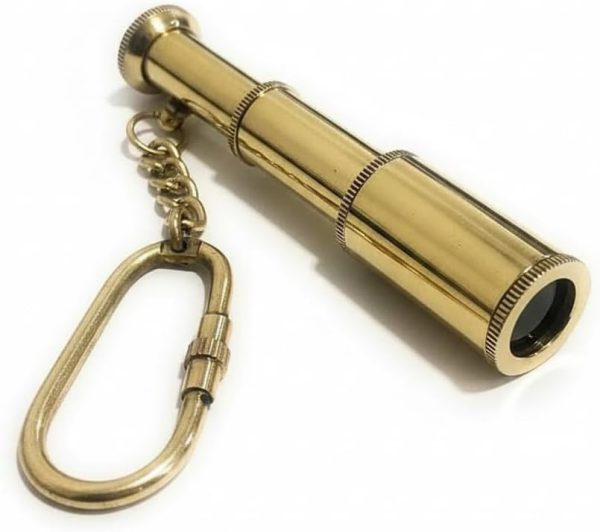 3 Inch Brass Spyglass Key Chain | Perfect Nautical Gift, Ideal for Maritime Enthusiasts, Steampunk and Pirate Cosplay, Decorative Brass Key Ring