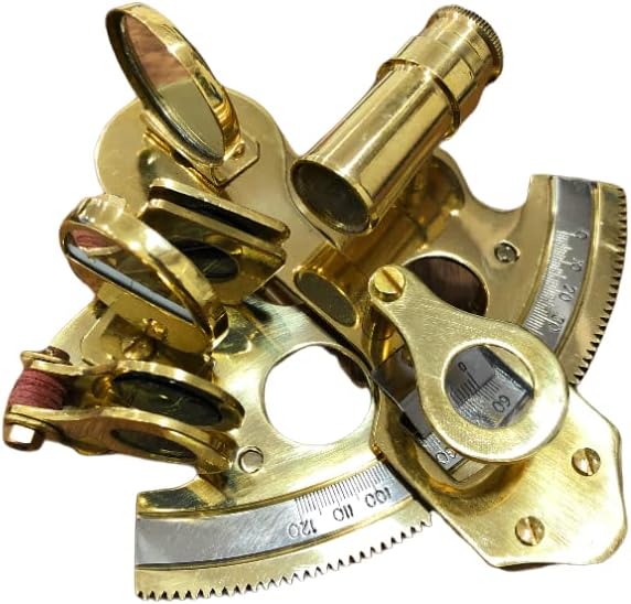 3" Captain Brass Sextant Nautical Collection Marine Gift (Brown Case)