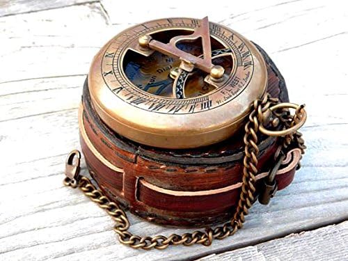 3" Push Button Brass Sundial Compass for Nautical, Maritime,Birthay
