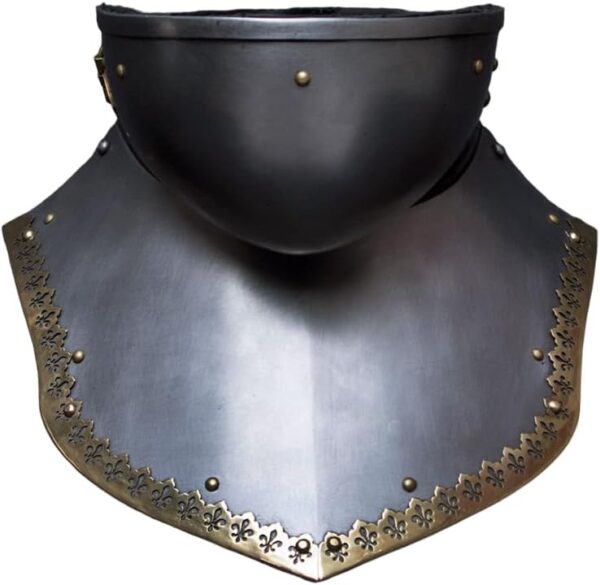 15th Century Italian Gorget with Bevor Medieval Functional Neck Armor LARP Plate Armour Halloween Theatrical Play Silver