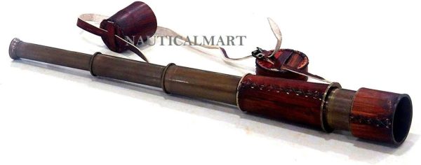 20 Inch Ship Captain Brass Telescope with Spy Glass & Leather Case by Nauticalmart