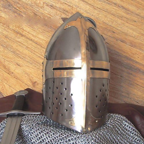 14G Steel Medieval Sugar Loaf Combat Helmet LARP Reenactment