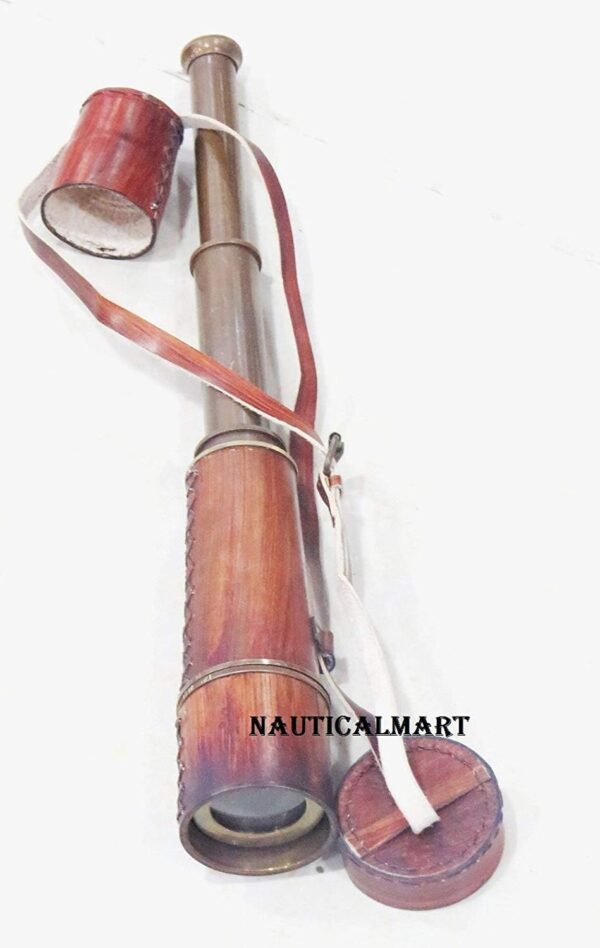 18 inch Vintage Nautical Marine Spyglass Brass Telescope with Leather Case by Nauticalmart