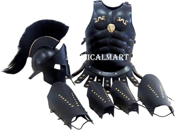 300 Spartan Helmet Maximus Muscle Armor & 300 Helmet & Leather Leg & ARM Guard