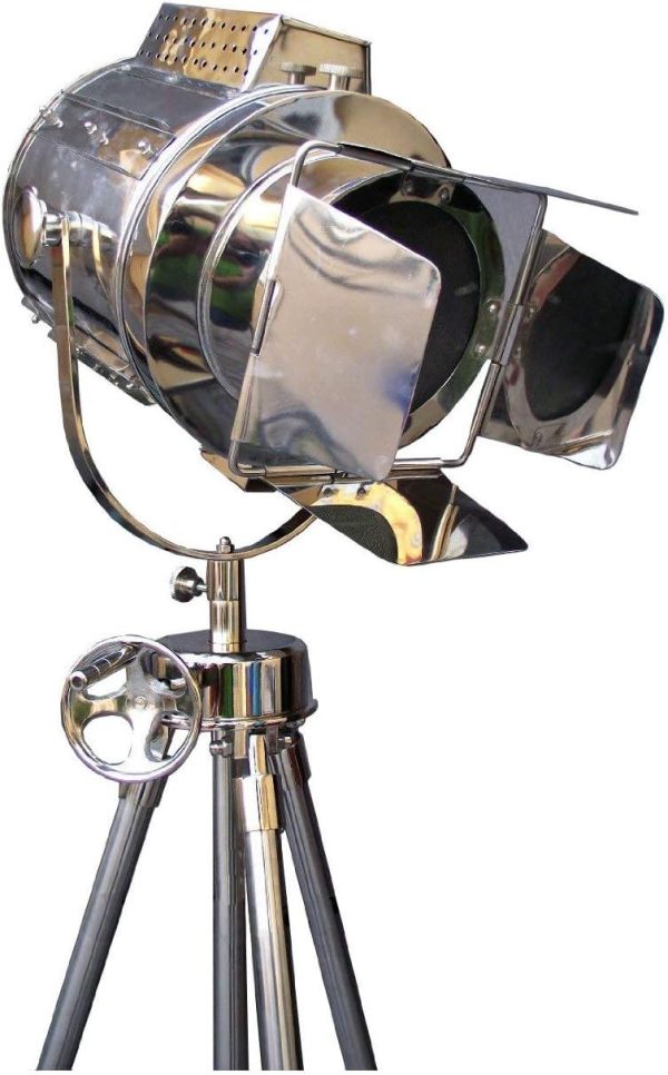 1960'S Vintage Designs Adjustable Theater SEARCHLIGHT Tripod Floor LAMP Chrome Finish Industrial Nautical Floor LAMP