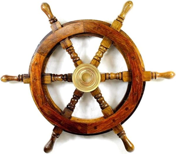 15" Wooden Ship Wheel: Nautical Boat Decoration