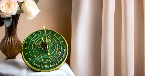 55th Emerald Wedding Anniversary Sundial Gift for Him or Her, Husband or Wife, Parents, Grand Parents, Couples to Celebrate Anniversary Unique Gift Her Parents Or Couples 55 Year Celebration
