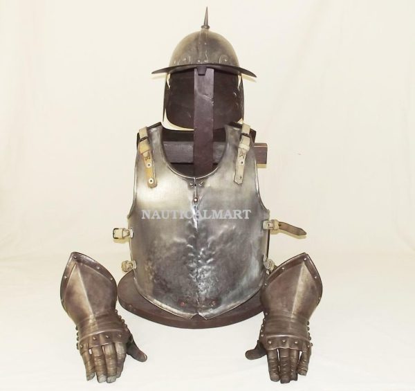 17th Century Lobster Tail Helmet, Breast Plate Armor and Gauntlets by Nauticalmart