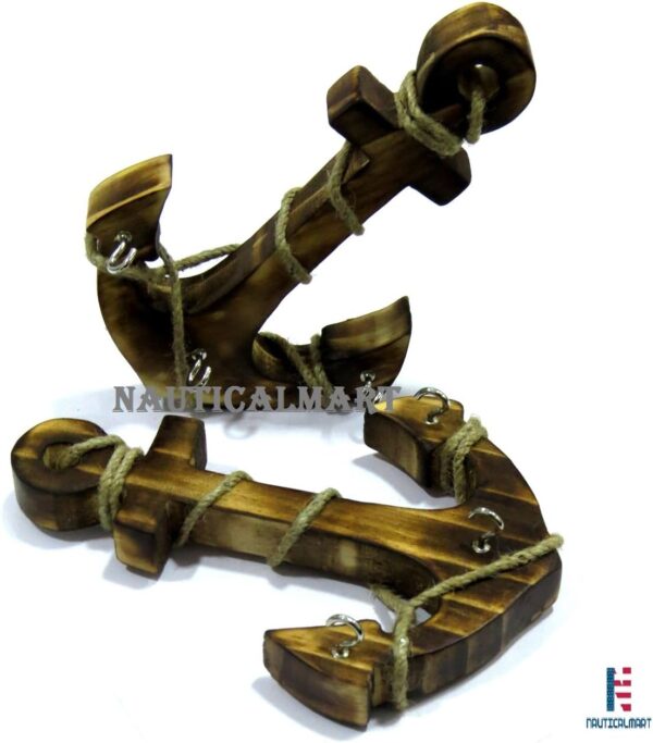 2 Wood Anchor Wall Hooks - Nautical Decor