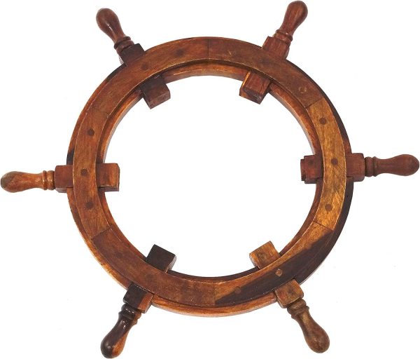 18" Peripheral Wooden Ship Wheel Nautical Wall Hanging Home Decoration Gift