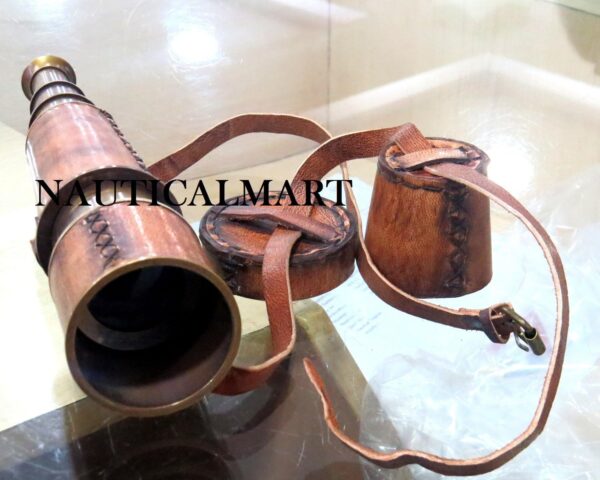 18'' Brass Antique Pullout Telescope with Leather Cover