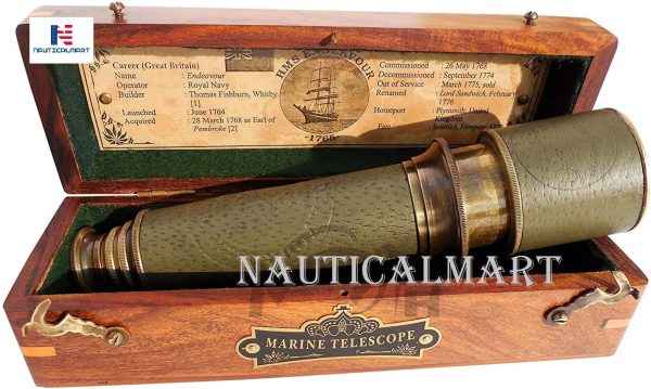 18 Inch Brass Ship Captain Telescope/Brass Spyglass with Hardwood Box