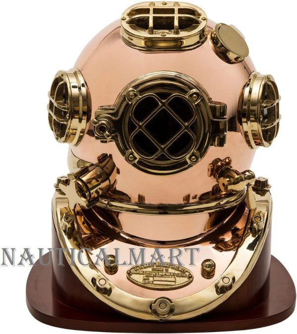 18 in. Dive Helmet Replica with Wood Stand