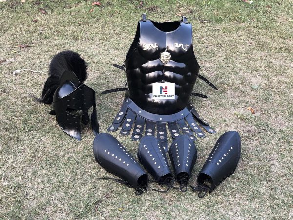 300 Spartan Muscle Armor & 300 Helmet with Leather Leg or Arm Guard- Custom Size